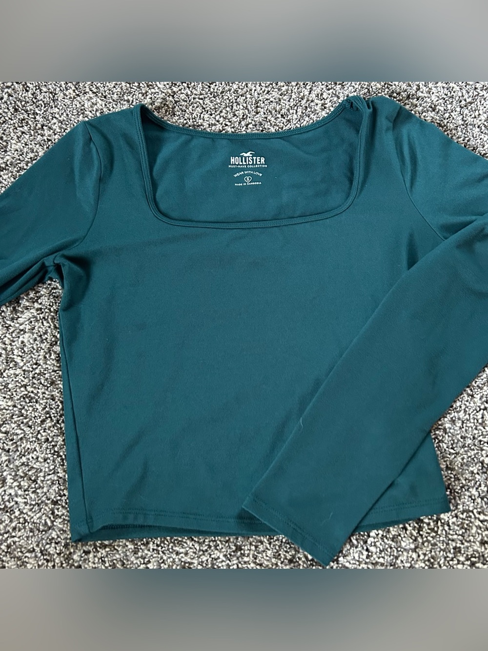 Hollister Teal Square-Neck Long Sleeve Tee